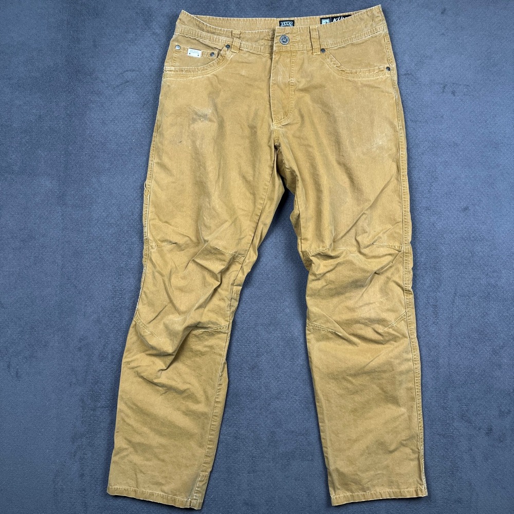 KUHL Revolvr Pants Mens 33x32 Khaki Tan Stretch Utility Cargo Hiking Fits 33x30